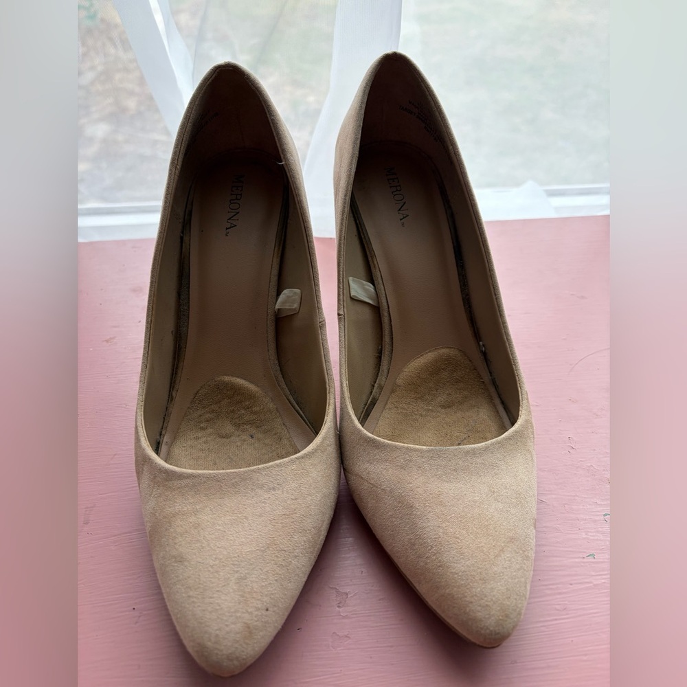 Merona Beige Suede Pointed-Toe Pumps